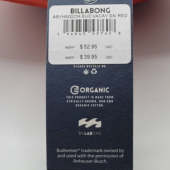 Billabong X Budweiser Mens Womens Hat Snapback Vacay Tropical Red Blue Floral - Picture 12 of 12